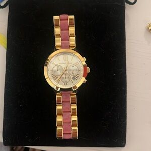 Michael kors gold and pink watch